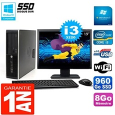 Pc compaq 8300 sff ecran 19' core i3-3220 ram 8go disque 960 go ssd wifi w7