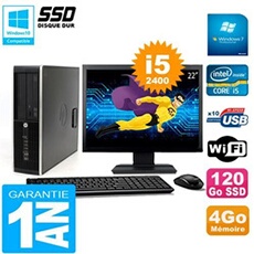 Pc compaq 8300 sff ecran 22' core i5-2400 ram 4go disque 120 go ssd wifi w7