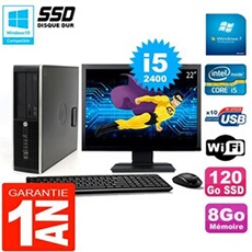 Pc compaq 8300 sff ecran 22' core i5-2400 ram 8go disque 120 go ssd wifi w7