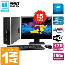 Pc compaq 8300 sff ecran 22' core i5-2400 ram 16go disque 120 go ssd wifi w7