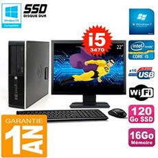 Pc compaq 8300 sff ecran 22' core i5-3470 ram 16go disque 120 go ssd wifi w7