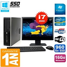 Pc compaq 8300 sff ecran 19' core i7-2600 ram 16go disque 960 go ssd wifi w7