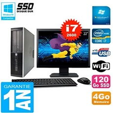 Pc compaq 8200 sff ecran 22' core i7-2600 ram 4go disque 120 go ssd wifi w7