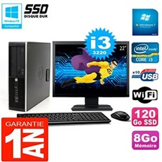 Pc compaq 8300 sff ecran 22' core i3-3220 ram 8go disque 120 go ssd wifi w7