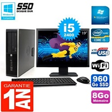 Pc compaq 8300 sff ecran 19' core i5-2400 ram 8go disque 960 go ssd wifi w7