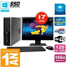 Pc compaq 8300 sff ecran 22' core i7-2600 ram 16go disque 120 go ssd wifi w7