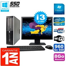 Pc compaq 8200 sff ecran 19' core i3-2120 ram 8go disque 960 go ssd wifi w7