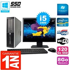 Pc compaq 8200 sff ecran 22' core i5-2400 ram 8go disque 120 go ssd wifi w7