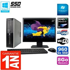 Pc compaq 6005 pro sff ecran 22' amd phenom ii ram 8go 960 go ssd wifi w7