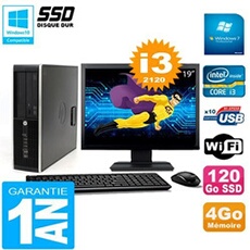 Pc compaq 8300 sff ecran 19' core i3-2120 ram 4go disque 120 go ssd wifi w7