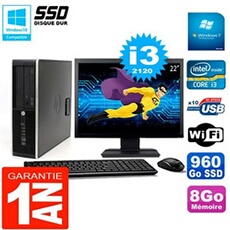 Pc compaq 8300 sff ecran 22' core i3-2120 ram 8go disque 960 go ssd wifi w7