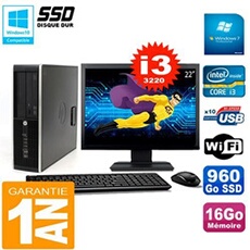 Pc compaq 8300 sff ecran 22' core i3-3220 ram 16go disque 960 go ssd wifi w7