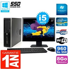 Pc compaq 8300 sff ecran 22' core i5-3470 ram 8go disque 960 go ssd wifi w7