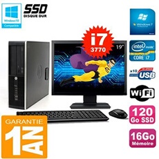 Pc compaq 8300 sff ecran 19' core i7-3770 ram 16go disque 120 go ssd wifi w7