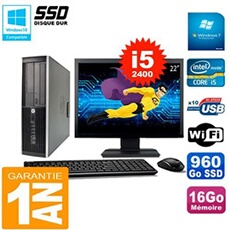 Pc compaq 8200 sff ecran 22' core i5-2400 ram 16go disque 960 go ssd wifi w7