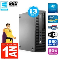 Pc elitedesk 800 g1 sff core i3-4130 8go disque 960go ssd graveur dvd wifi w7