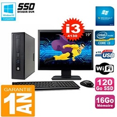 Pc elitedesk 800 g1 sff ecran 19' core i3-4130 16go disque 120 go ssd wifi w7