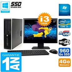 Pc compaq 8300 sff ecran 22' core i3-3220 ram 4go disque 960 go ssd wifi w7