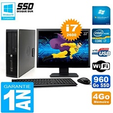 Pc compaq 8300 sff ecran 22' core i7-2600 ram 4go disque 960 go ssd wifi w7