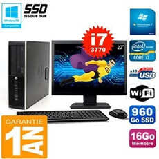Pc compaq 8300 sff ecran 22' core i7-3770 ram 16go disque 960 go ssd wifi w7