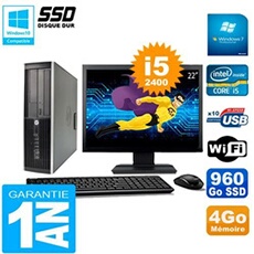 Pc compaq 8200 sff ecran 22' core i5-2400 ram 4go disque 960 go ssd wifi w7