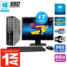 Pc compaq 8200 sff ecran 22' core i7-2600 ram 8go disque 960 go ssd wifi w7