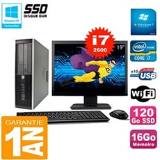 Pc compaq 8200 sff ecran 19' core i7-2600 ram 16go disque 120 go ssd wifi w7