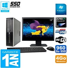 Pc compaq 6005 pro sff ecran 19' amd phenom ii ram 4go 960 go ssd wifi w7