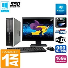 Pc compaq 6005 pro sff ecran 19' amd phenom ii ram 16go 960 go ssd wifi w7