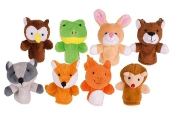 marionnette goki marionnettes à doigt animaux forestiers en peluche mis en 8 morceaux