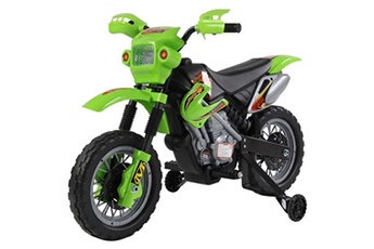 véhicule électrique pour enfant homcom moto cross électrique enfant 3 à 6 ans 6 v phares klaxon musiques 102 x 53 x 66 cm vert et noir