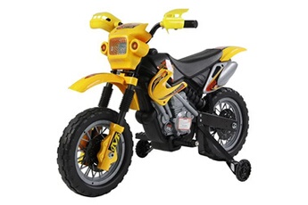 véhicule électrique pour enfant homcom moto cross électrique enfant 3 à 6 ans 6 v phares klaxon musiques 102 x 53 x 66 cm jaune et noir
