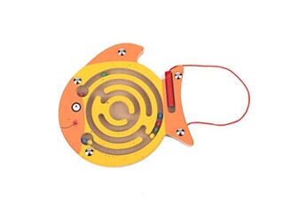 puzzle 3d generique jouet de labyrinthe en bois magnétique educatif intellectuel enfants # poisson jaune