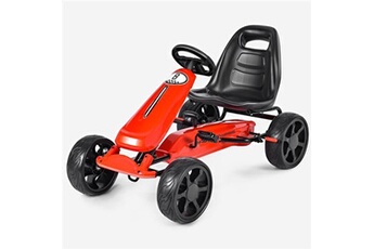 véhicule à pédale giantex go kart à pédales formule 1 racing embrayage avec frein, rouge, roues en caoutchouc eva pour enfants pour 3-8 ans