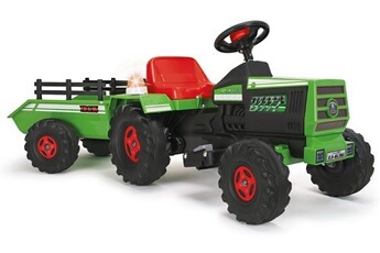 véhicule à pédale injusa tracteur de véhicule de batterie avec la remorque 6v 140 cm vert