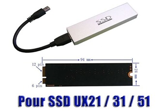 Accessoire pour disque dur Kalea-Informatique Boitier USB pour SSD d'Asus Zenbook UX21 UX31 UX51 liaison USB 3.0 5G