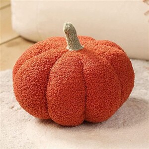 Coussin Décoratif Citrouille En Peluche Jaune - Décoration Automne Halloween Thanksgiving