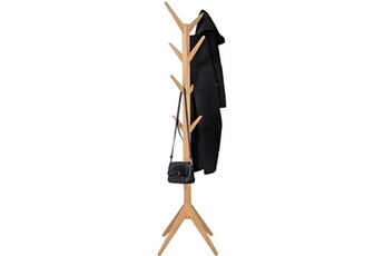porte manteau woltu porte-manteau sur pied en bois massif. en forme d'arbre avec 8 crochets. 180 cm. nature