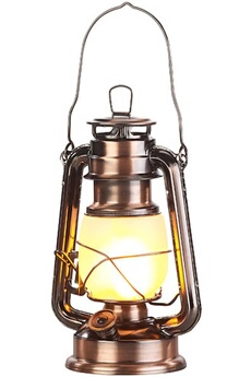 lanterne torche et lampe frontale lunartec : lampe tempête effet flamme, hauteur 25 cm - coloris bronze