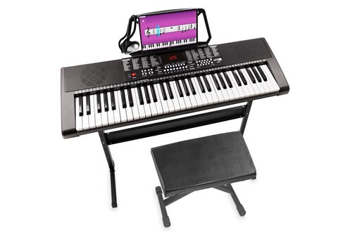 Synthétiseur Tronios MAX KB4 - Kit complet clavier électronique débutant  avec support pour piano, banc de clavier rembourré et casque audio