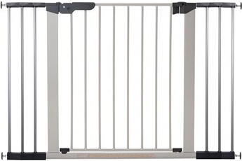 BabyDan Premier Barrière de sécurité pour escaliers à clipser, 112-119,3 cm, fabriqué au Danemark et certifié TÜV/GS, Argenté/noir