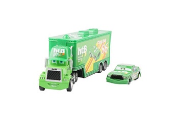 camion disney camion pixar mack-a07 avec 1 petit véhicule ,1:55 moulé ,21*6.5*4.5cm - vert