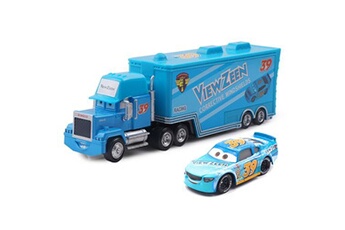 camion disney camion pixar mack-a027 avec 1 petit véhicule ,1:55 moulé ,21*6.5*4.5cm -bleu