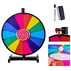 Roue De La Fortune à Personnaliser – 30 Cm De Diamètre, 12 Sections, Avec Gomme Et Marqueurs Effaçables