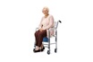 Homcom chaise percée à roulettes - fauteuil roulant percé - chaise de douche - seau amovible, accoudoirs, repose-pied - acier chromé hdpe blanc photo 3
