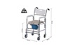 Homcom chaise percée à roulettes - fauteuil roulant percé - chaise de douche - seau amovible, accoudoirs, repose-pied - acier chromé hdpe blanc photo 4