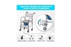 Homcom chaise percée à roulettes - fauteuil roulant percé - chaise de douche - seau amovible, accoudoirs, repose-pied - acier chromé hdpe blanc photo 2