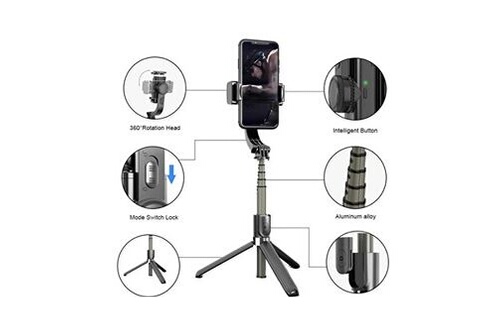 Stabilisateur CABLING ®perche selfie stabilisateur, portatif à 3 axes  steady shooting, poignée/stabilisateur smartphone universel