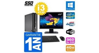 Pc prodesk 400 g1 sff ecran 22" i3-4130 ram 4go ssd 960go windows 10 wifi