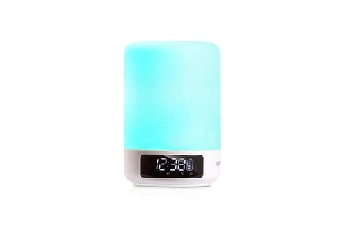 Lampe de chevet tactile bluetooth haut-parleur compatible avec apple  smartphones horloge réveil avec affichage à led-blanc